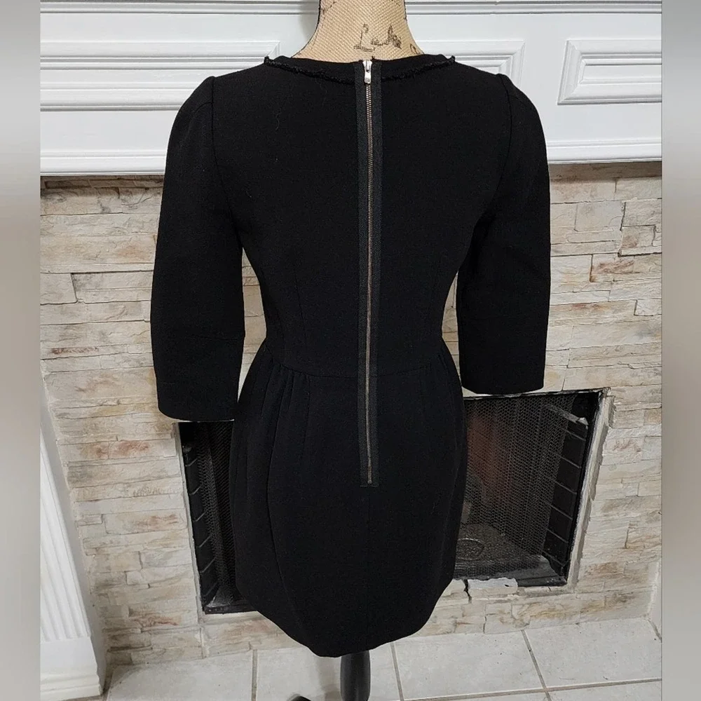J.‎ Crew black 100 percent wool long sleeve vintage vibes dress size 2 XS